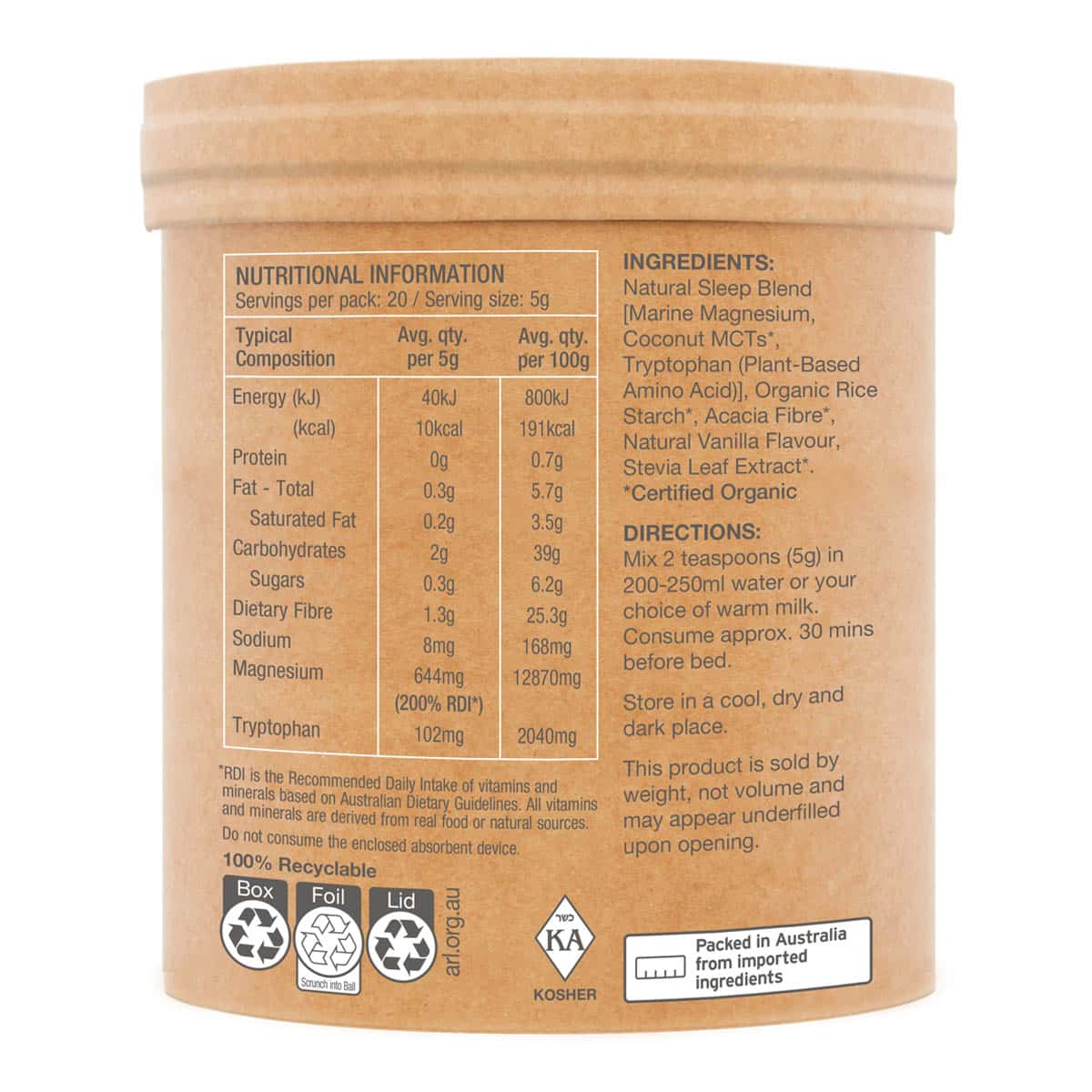 Raw Sleep Magnesium - Dreamy Vanilla