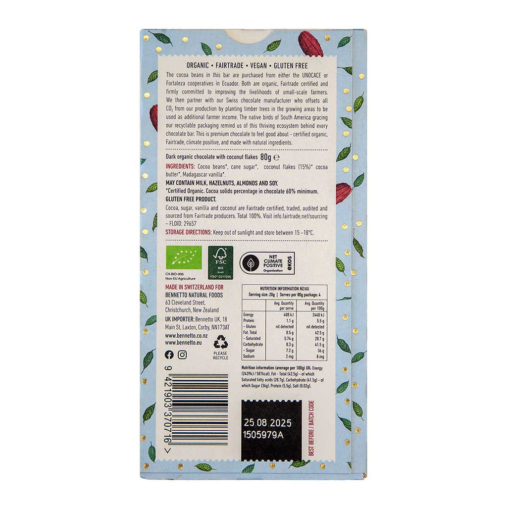 Bennetto Coconut Flakes Dark Organic Chocolate _2