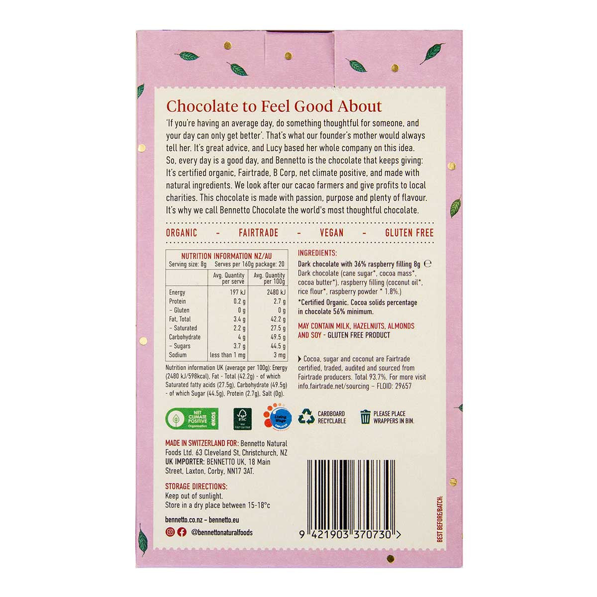 Bennetto Organic Raspberry Truffle Squares _2