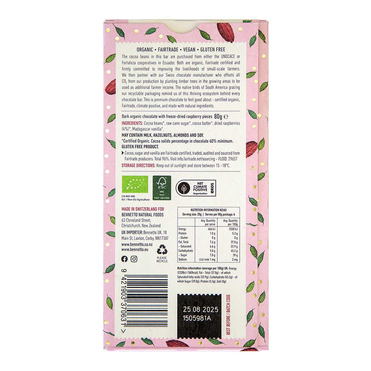 Bennetto Raspberries in Dark Organic Chocolate _2