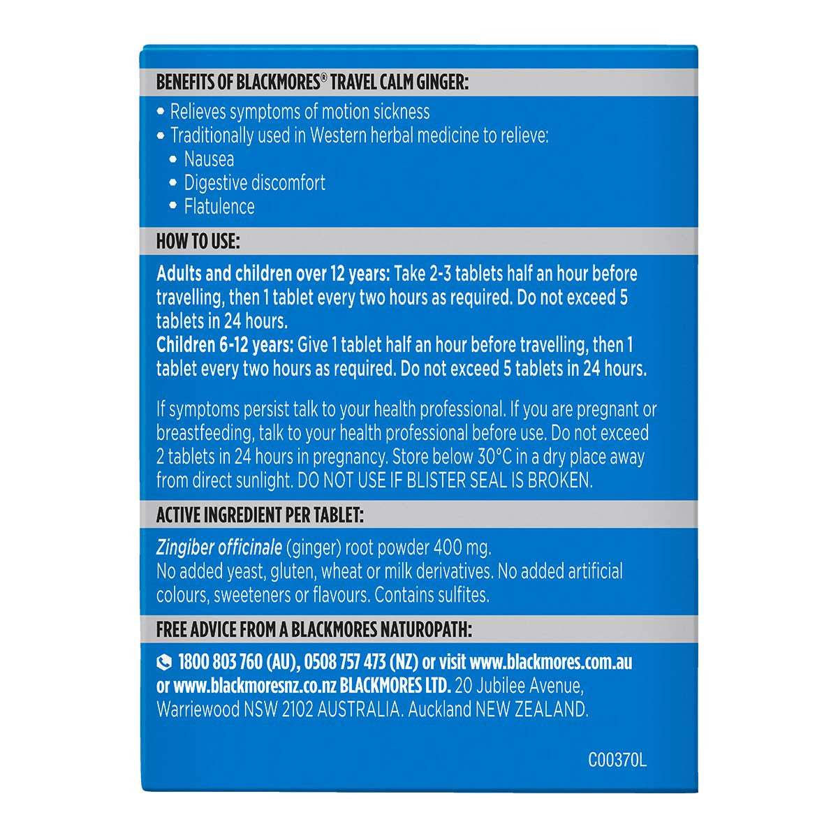 Blackmores Travel Calm Ginger _3