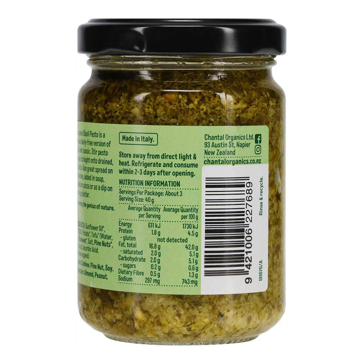 Chantal Organics Organic Dairy Free Basil Pesto _3