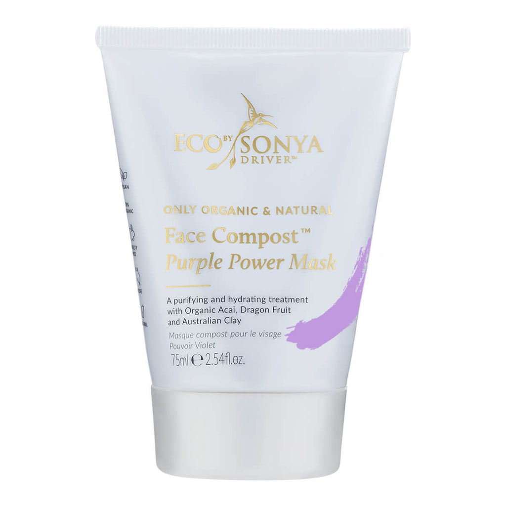 Eco by Sonya Face Compost Purple Power Mask on a white background.