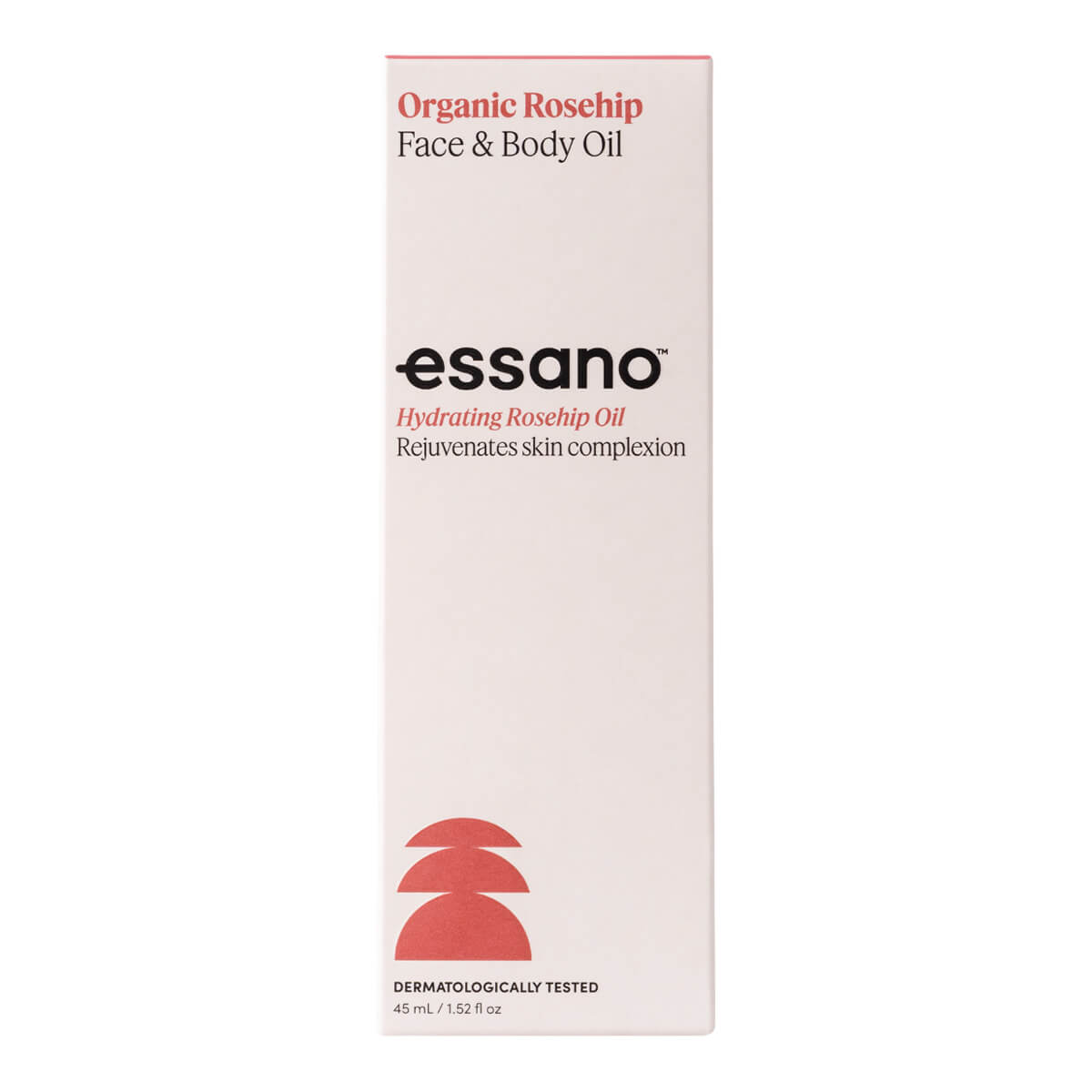 Essano Organic Rosehip Face & Body Oil packaging on a white background