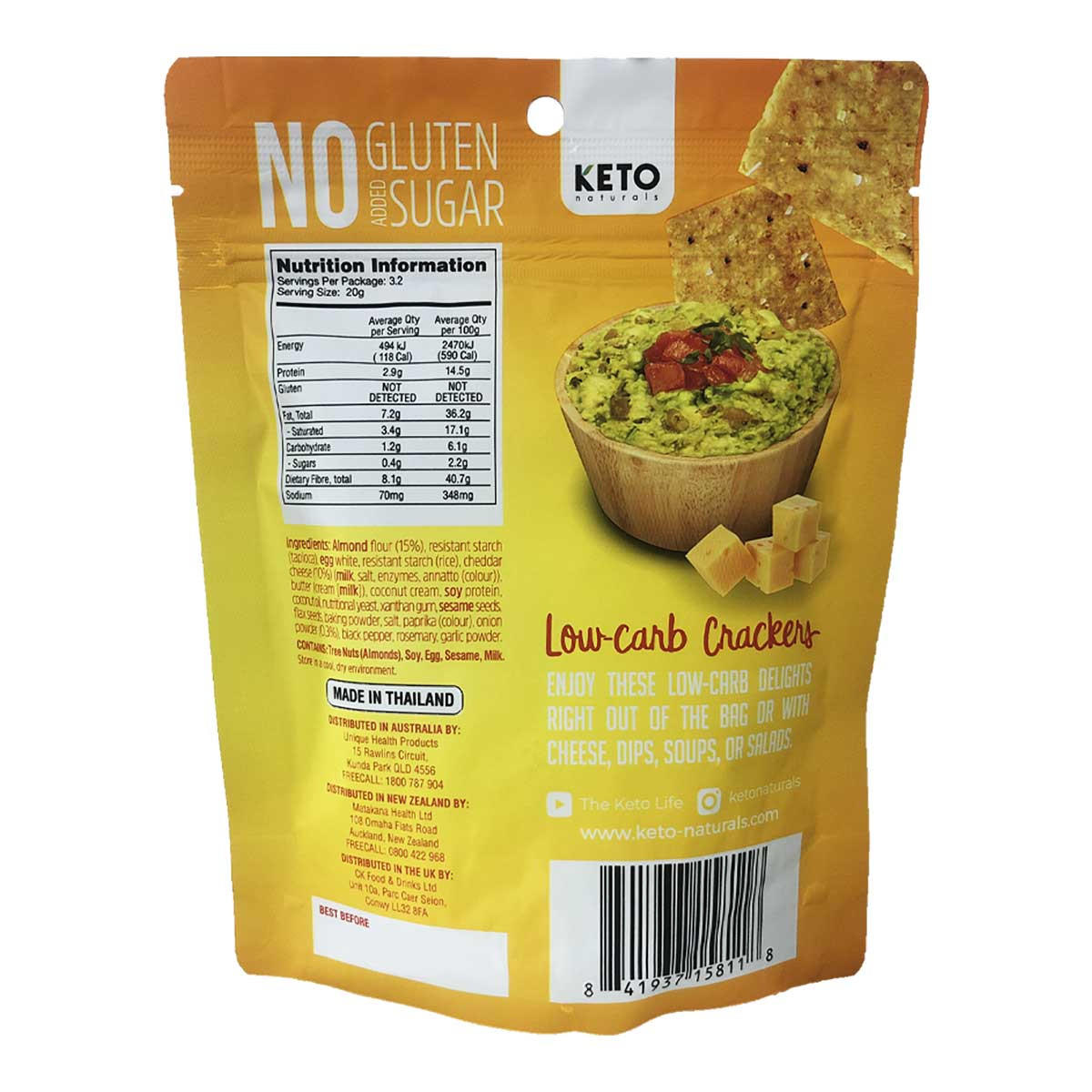 KETO Naturals Almond Flour Crackers Cheddar and Onion_2