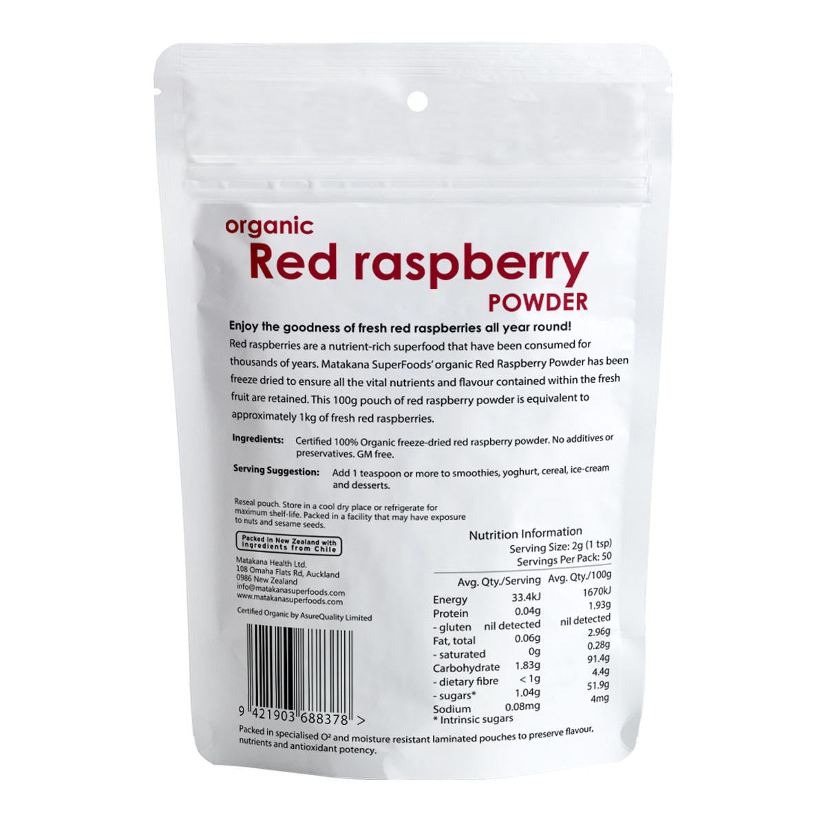 Matakana Superfoods Red Raspberry Freeze Dried Powder_2