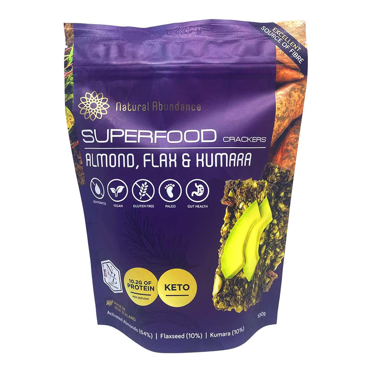 Natural Abundance Superfood Crackers - Almond, Flax and Kumara_1