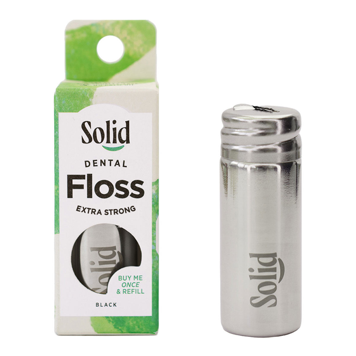 Solid Stainless Steel Floss Dispenser - Extra Strong Bamboo Charcoal _1