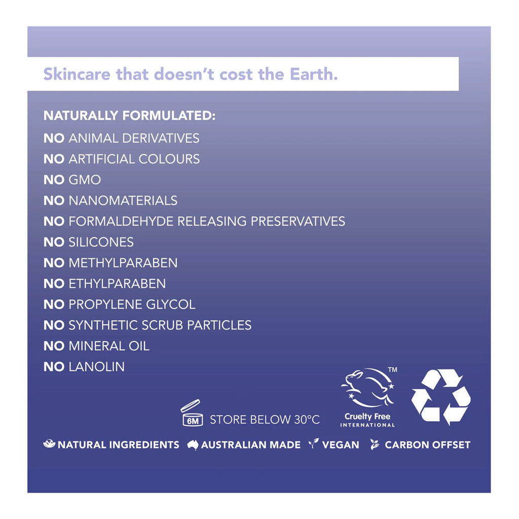 Side of Sukin box packaging showing product highlights with a focus on its natural formulation without animal derivatives.