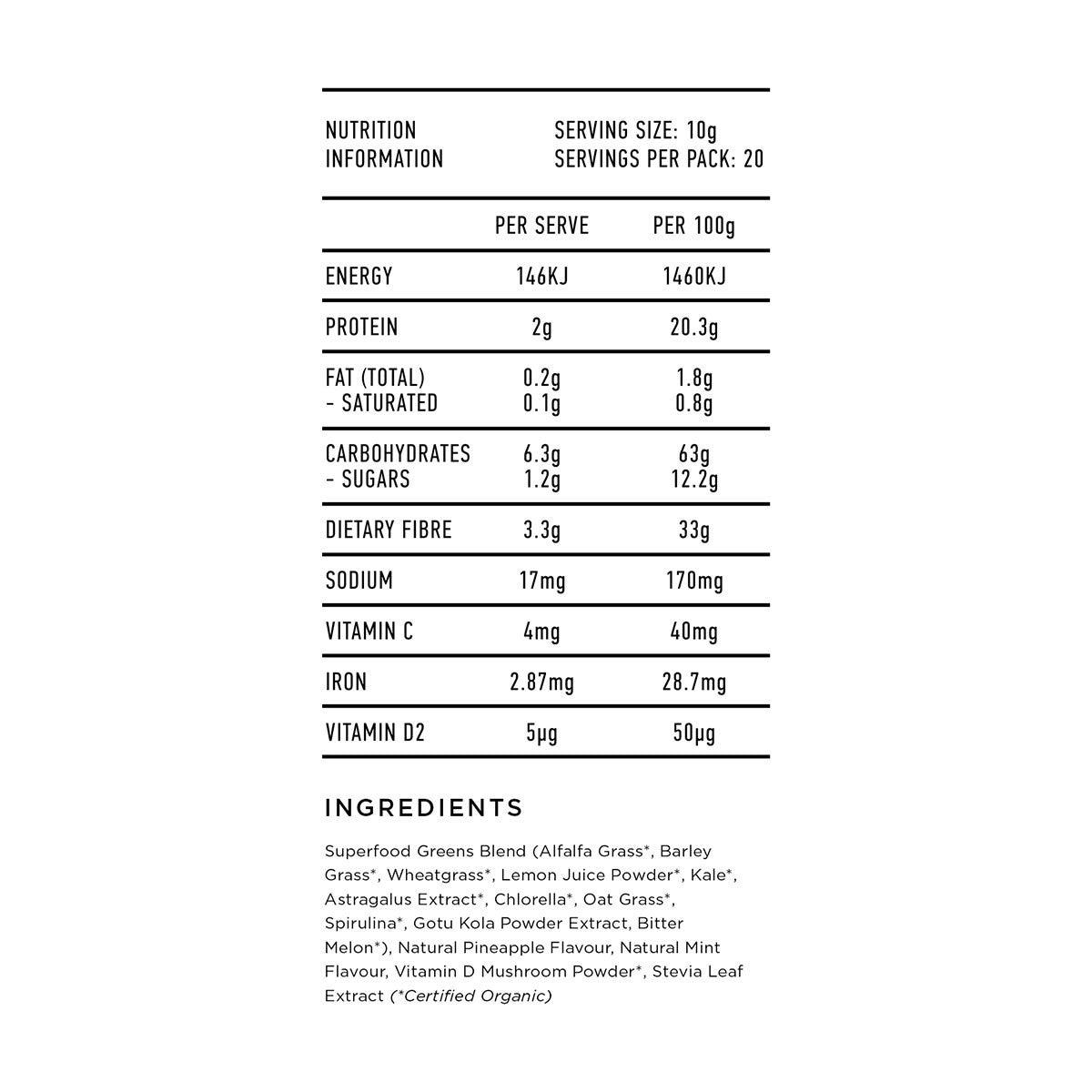 Tropeaka Superfood Greens + D _3